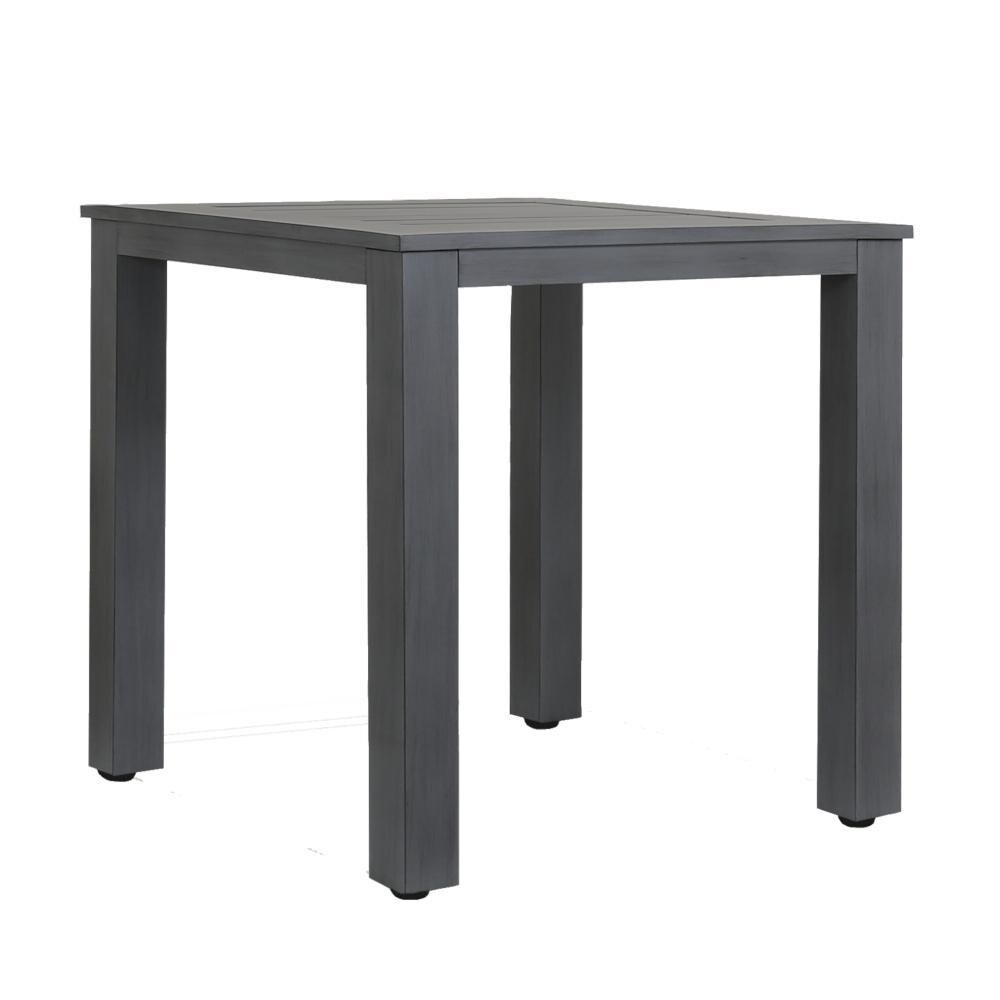 Sunset West - Redondo 5 Piece Aluminum Patio Bar Set W/ Pub Table & Sunbrella Cast Silver Cushions - Redondo 40-Inch Square Patio Pub Table - White Background thumbnail