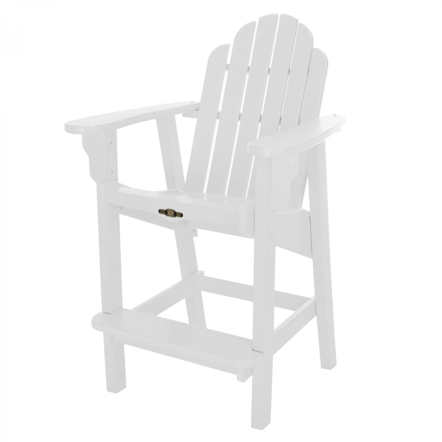 Pawleys Island Essentials Poly Lumber Counter Height Adirondack Patio Bar Stool - White