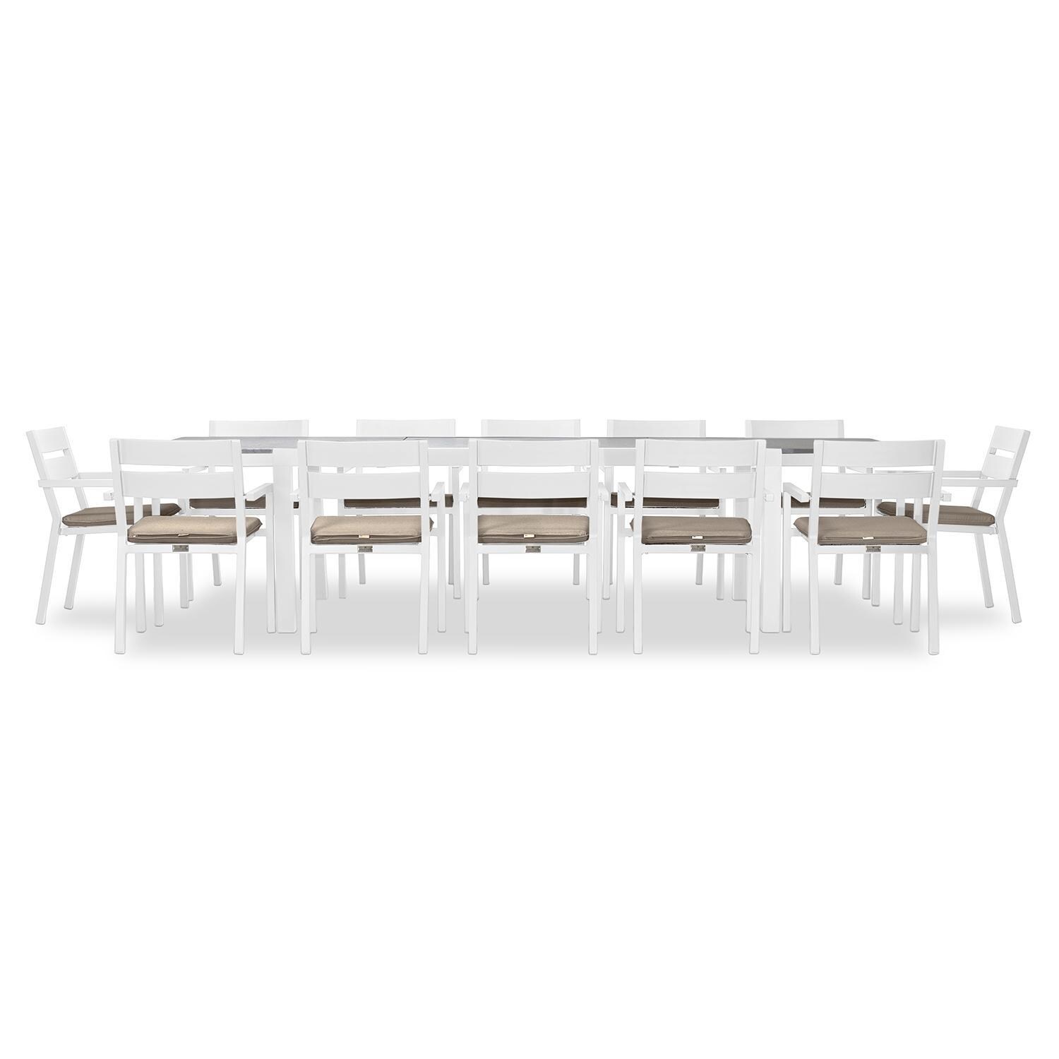 Calm Bay 13 Pc Extendable Dining Set in White/Canvas Flax by Lakeview - White Background 3 thumbnail