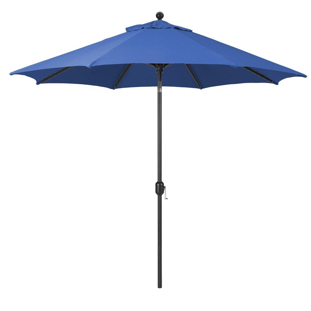 Galtech 9 Ft. Octagonal Aluminum Patio Market Umbrella W/ Crank Lift And Deluxe Auto Tilt - Black Frame W/ Sunbrella Canvas True Blue Canopy