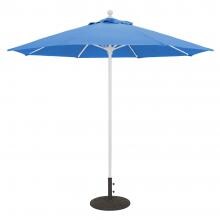 Galtech 9 Ft. Bar Height Octagonal Aluminum Patio Market Umbrella W/ Push Lift - White Frame W/ Sunbrella Canvas Pacific Blue Canopy