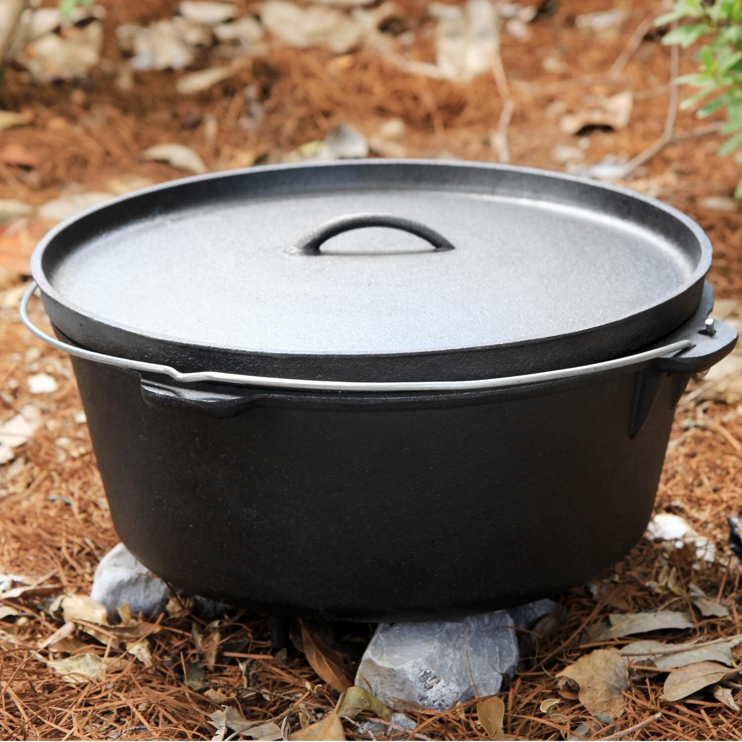 Cajun Cookware 16-Quart Seasoned Cast Iron Camp Pot With Legs - Lifestyle View thumbnail