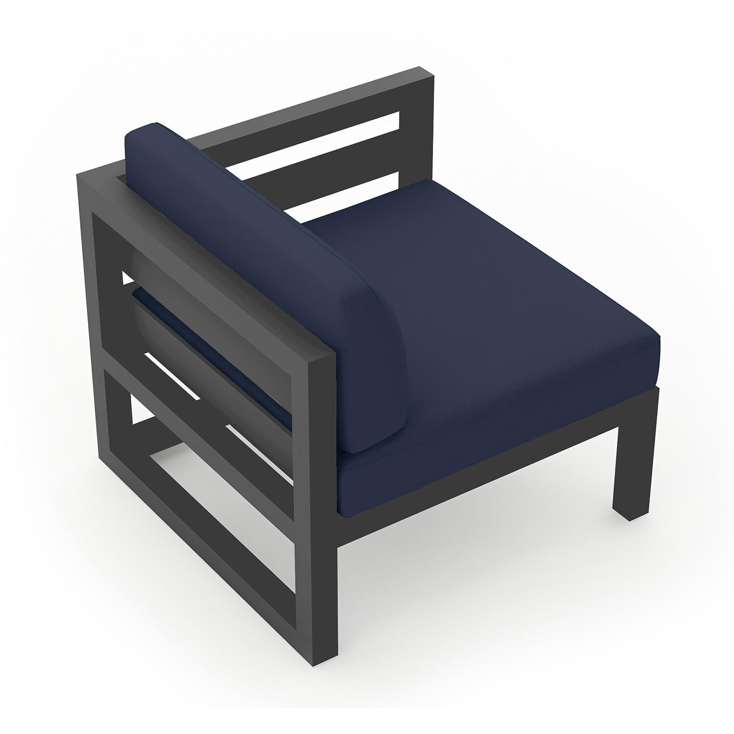 Misty Cove Right Arm Club Chair in Slate w/Spectrum Indigo Cushions by Lakeview- Back Angle View - White Background thumbnail