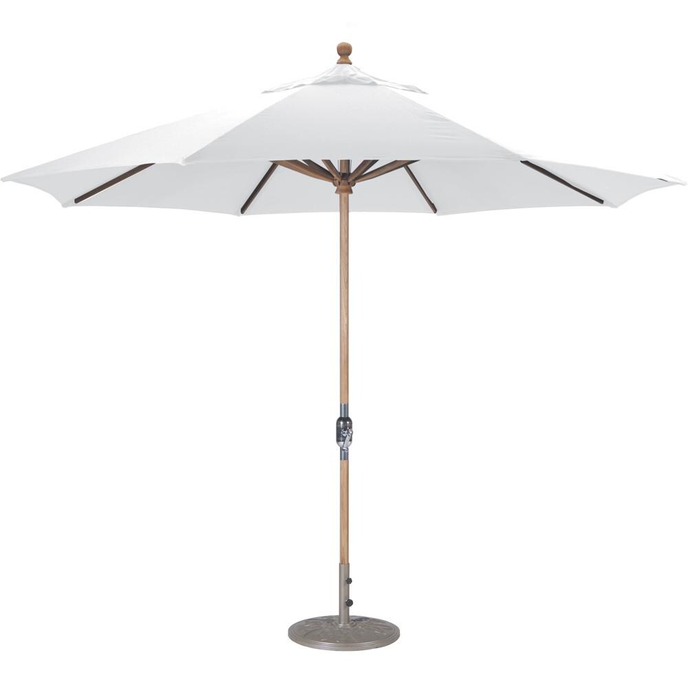 Galtech 11 Ft. Octagonal Teak Patio Market Umbrella W/ Crank Lift Sunbrella Canvas Natural