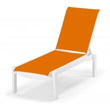 Leeward MGP Stacking Chaise Lounge With Sling Seating By Telescope Casual - Textured Snow/Tangerine