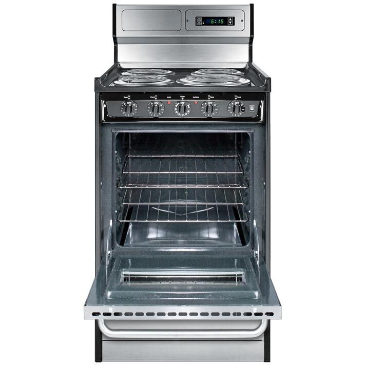Summit Professional 20-Inch 4-Burner Freestanding Electric Range - TEM130BKWY - Open View thumbnail