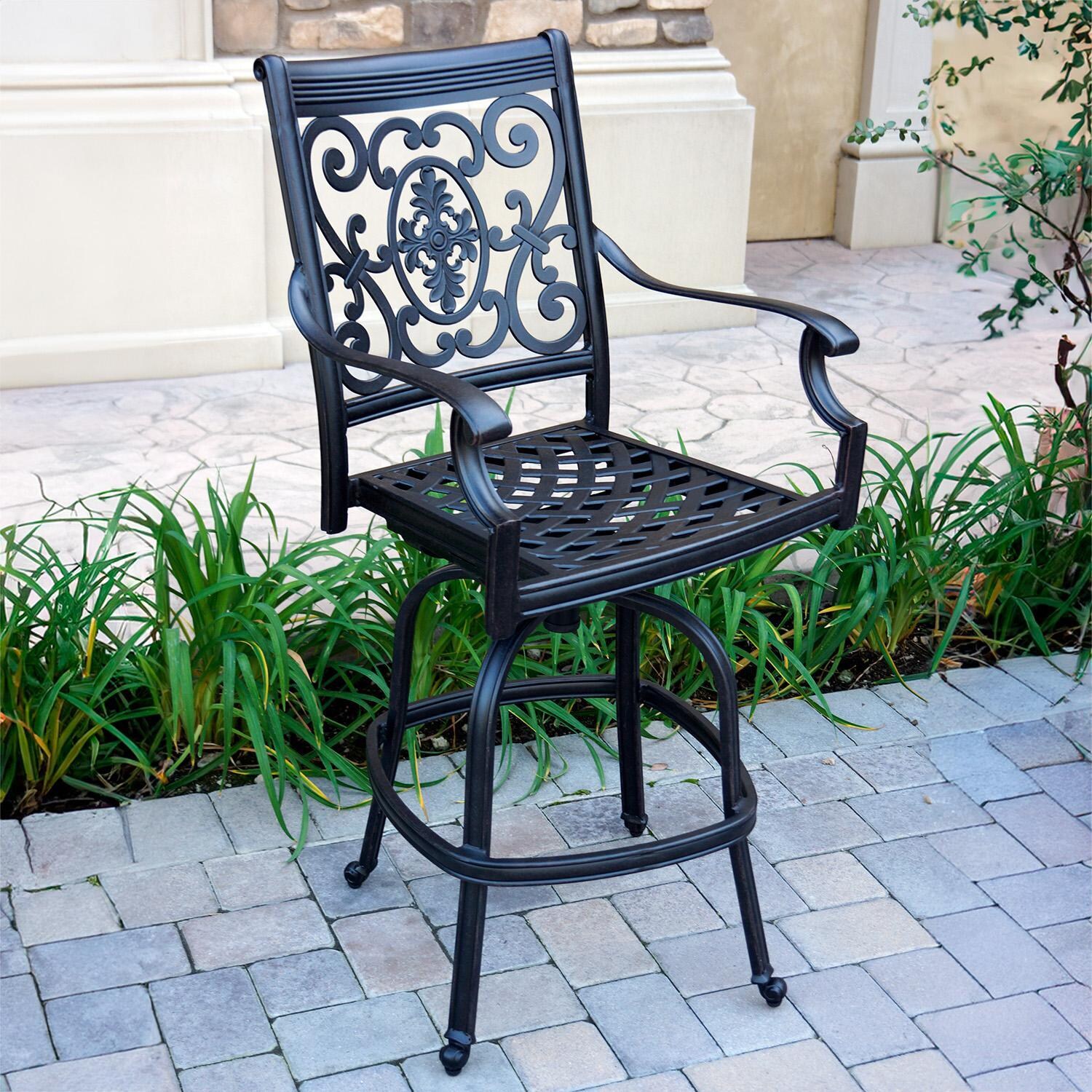 Darlee St. Cruz 5-Piece Patio Bar Set with Cushions and 75 Inch Party Bar - Chair - Lifestyle thumbnail