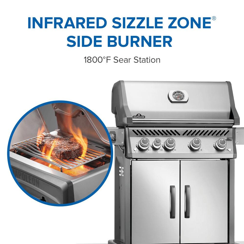 Napoleon RP525SIBPSS-2 Rogue PRO 525 Propane Gas Grill w/ Infrared Side Burner - Stainless Steel - Side Burner - Detail thumbnail