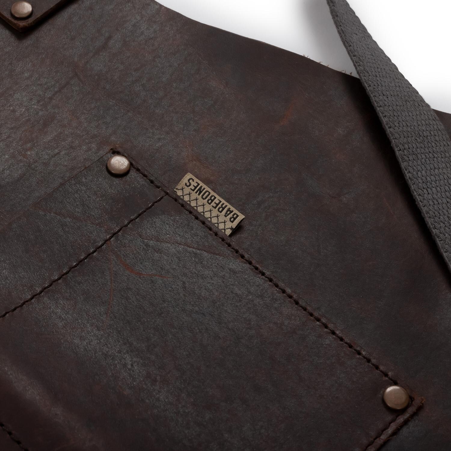 Barebones Living CKW-479 Tradesman Leather Apron - Pocket Detail thumbnail