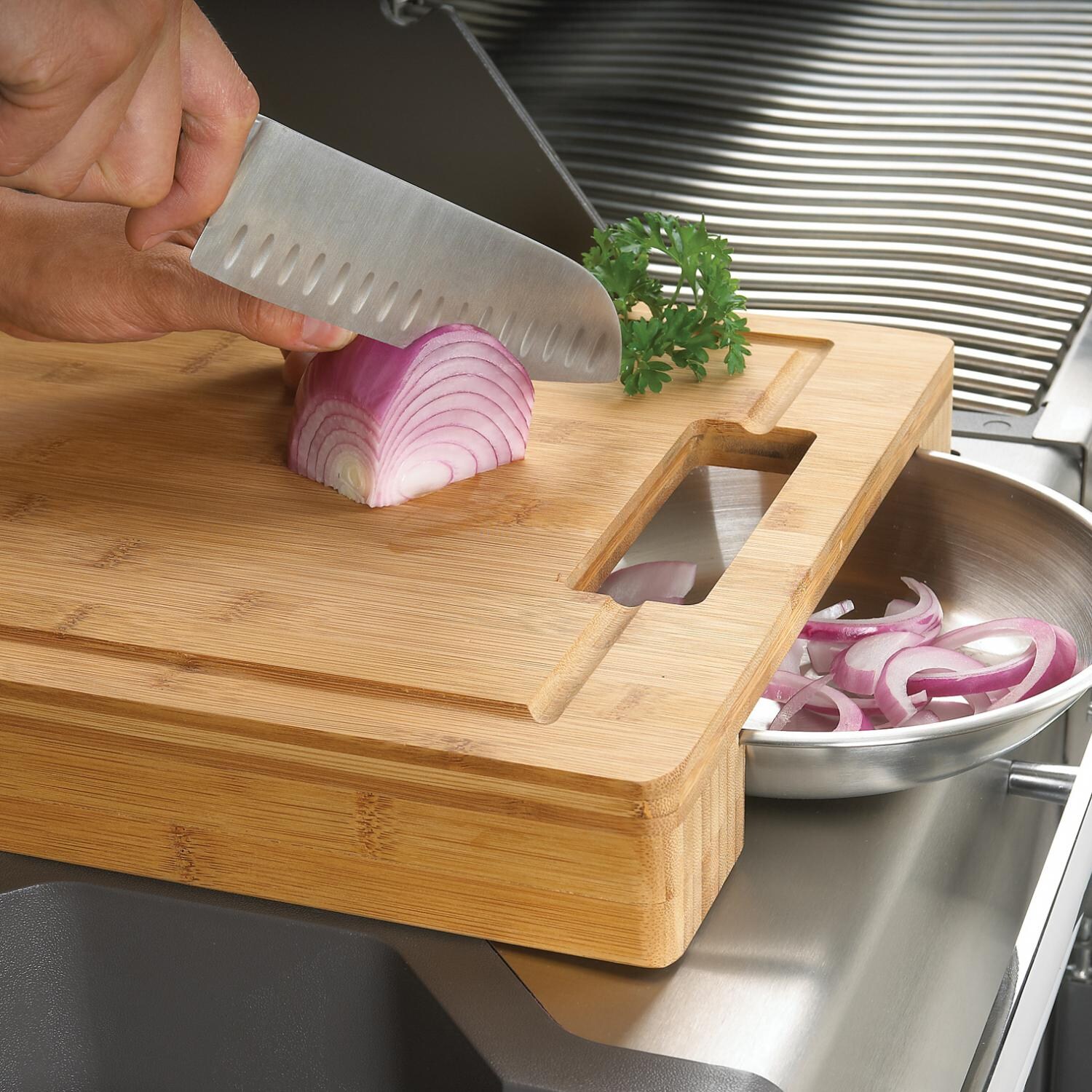 Napoleon PRO Bamboo Cutting Board With Stainless Steel Bowls thumbnail