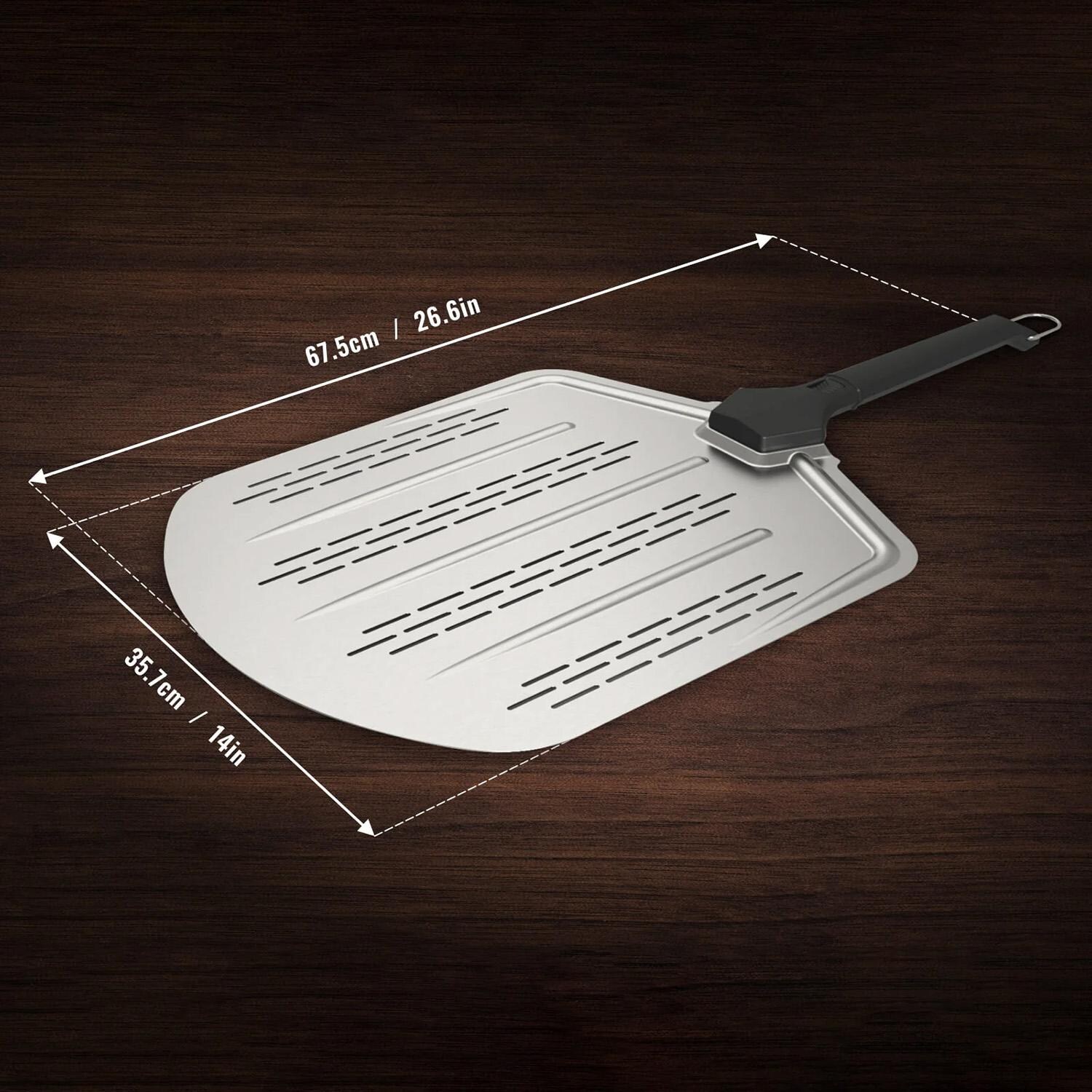 Witt 48651002 14-in Perforated Aluminum Pizza Peel - Dimensional thumbnail