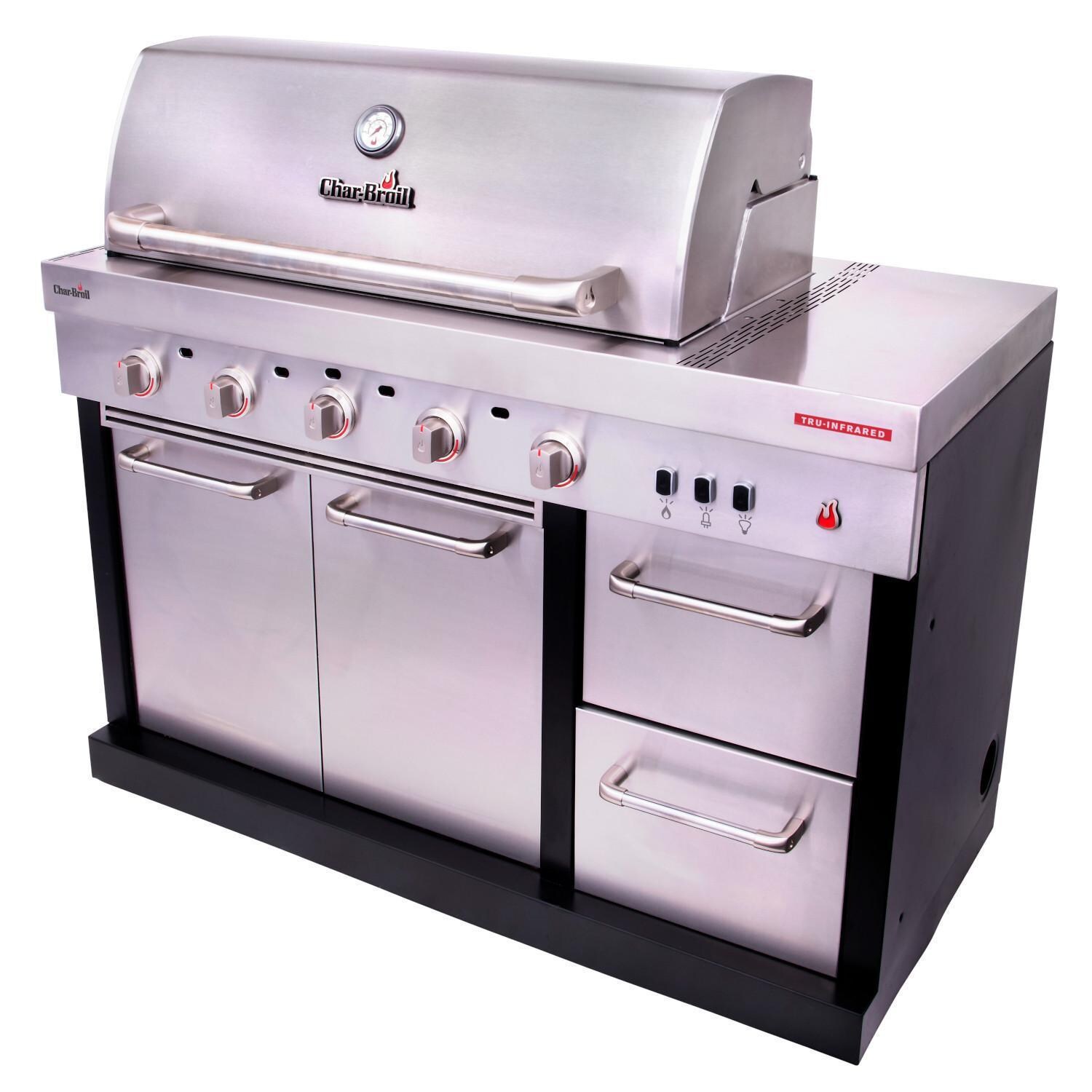 Charbroil 463246118 Medallion Series Modular Outdoor Kitchen Amplifire 5-Burner Gas Grill - Angled View thumbnail