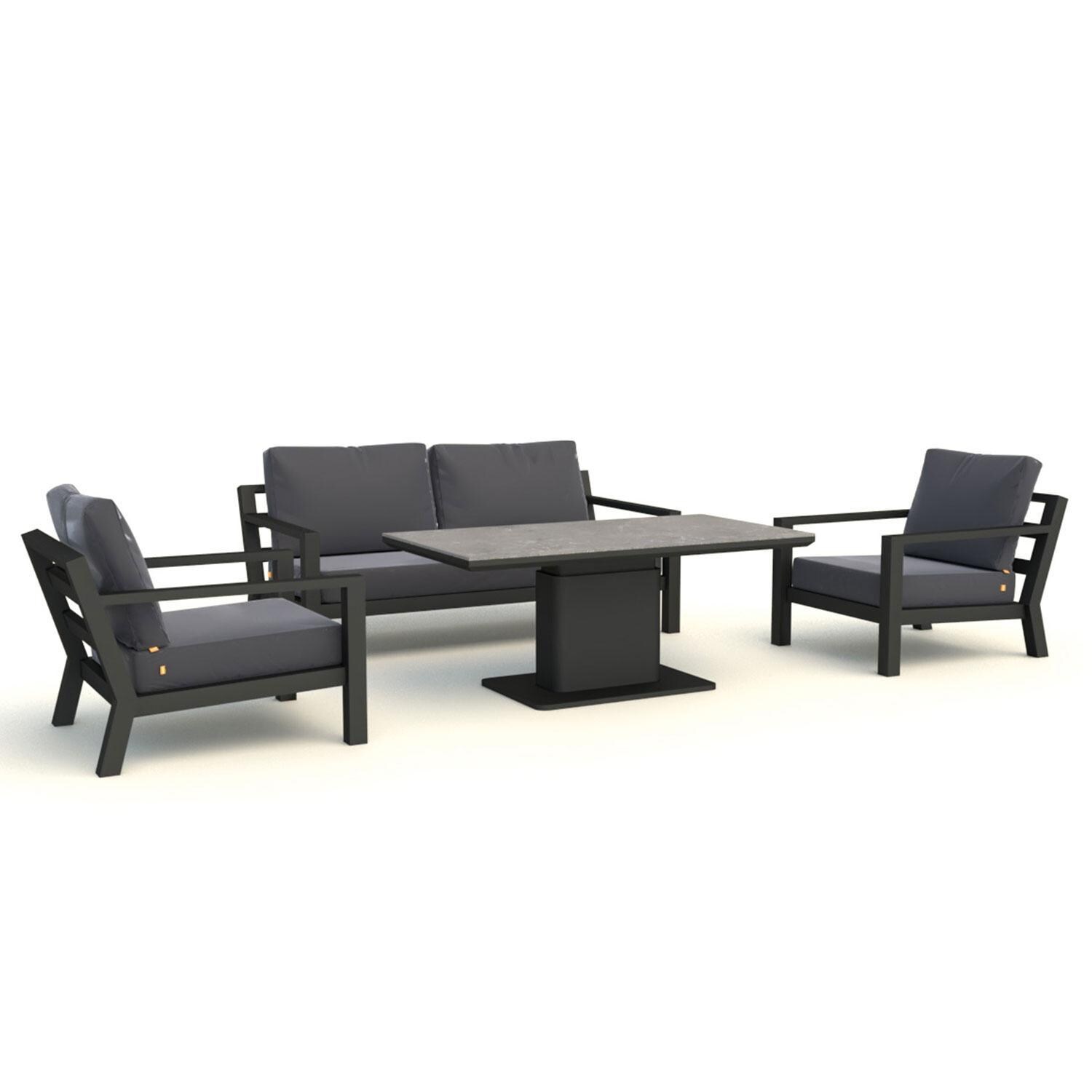 Timber 4 Pc Aluminum Lounge Set W/ Adjustable Table By KETTLER - Lounge Set - White Background thumbnail