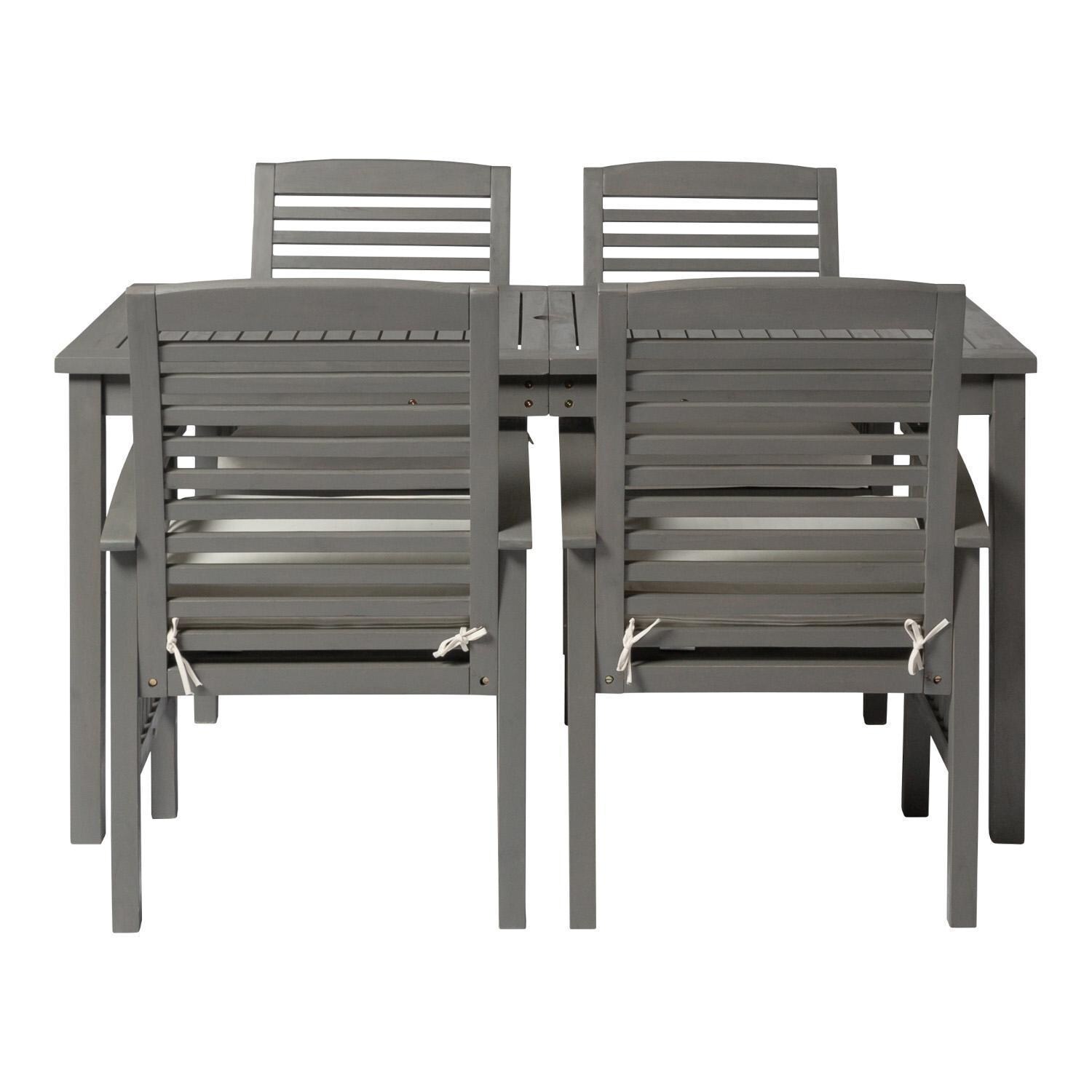 Ultimate Patio Horizon Way 5 Piece Acacia Patio Dining Set W/ 60 X 32 Inch - Rectangular - Table - Gray Wash - Front View thumbnail
