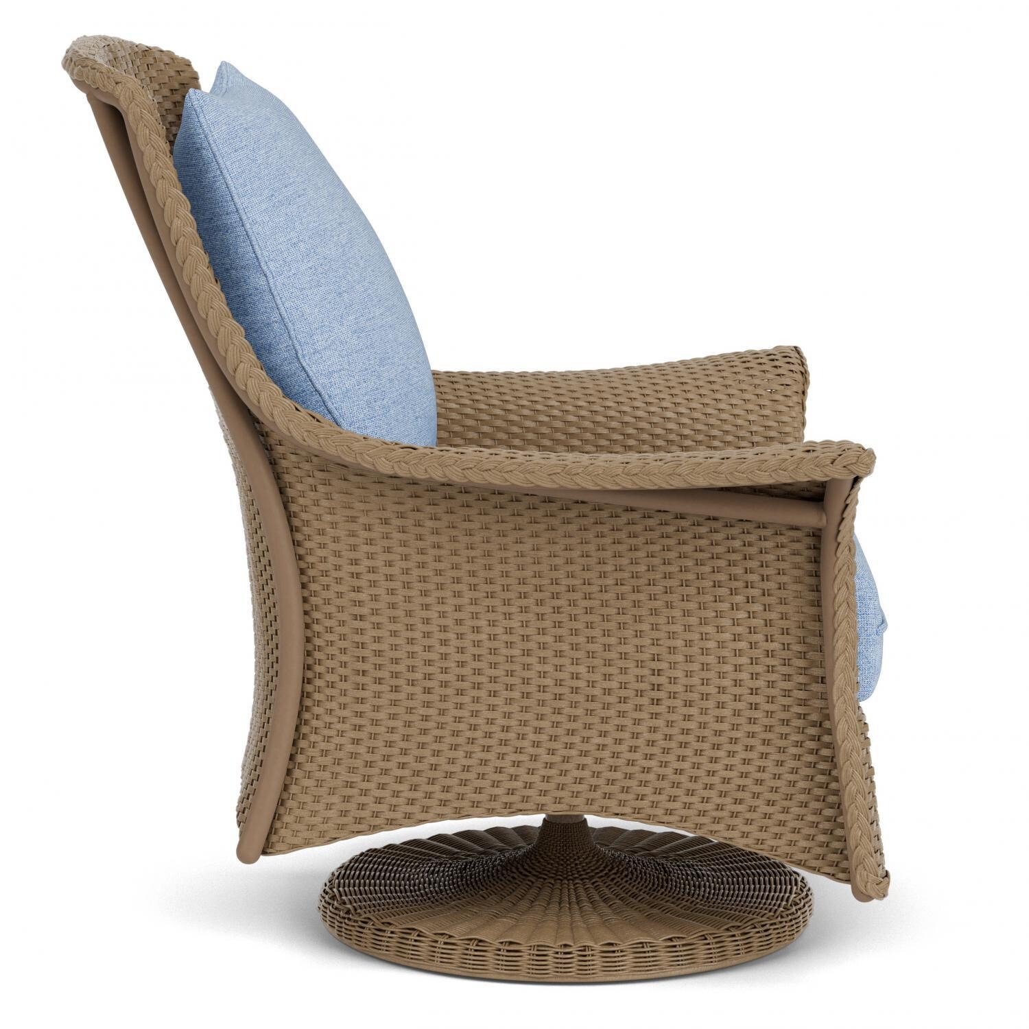 Lloyd Flanders Mandalay Swivel Rocker Lounge Chair in Fawn Finish with Demo Skyway fabric - Side thumbnail