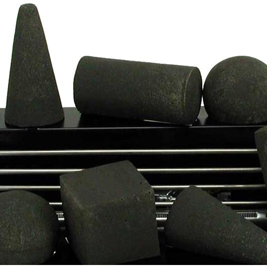 Rasmussen 24-Inch Black ALTERNA FireShape Set With Vent-Free Black Chassis Burner - Close-Up Of FireShapes thumbnail