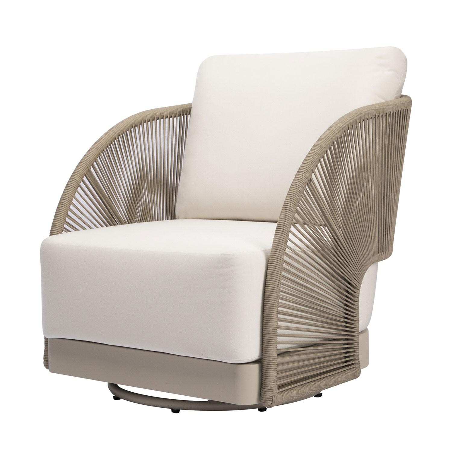 Elementi OS-2502W Malibu Outdoor Aluminum Swivel Club Chair w/ Sunbrella Cushions - Right Side Shown - White Background thumbnail
