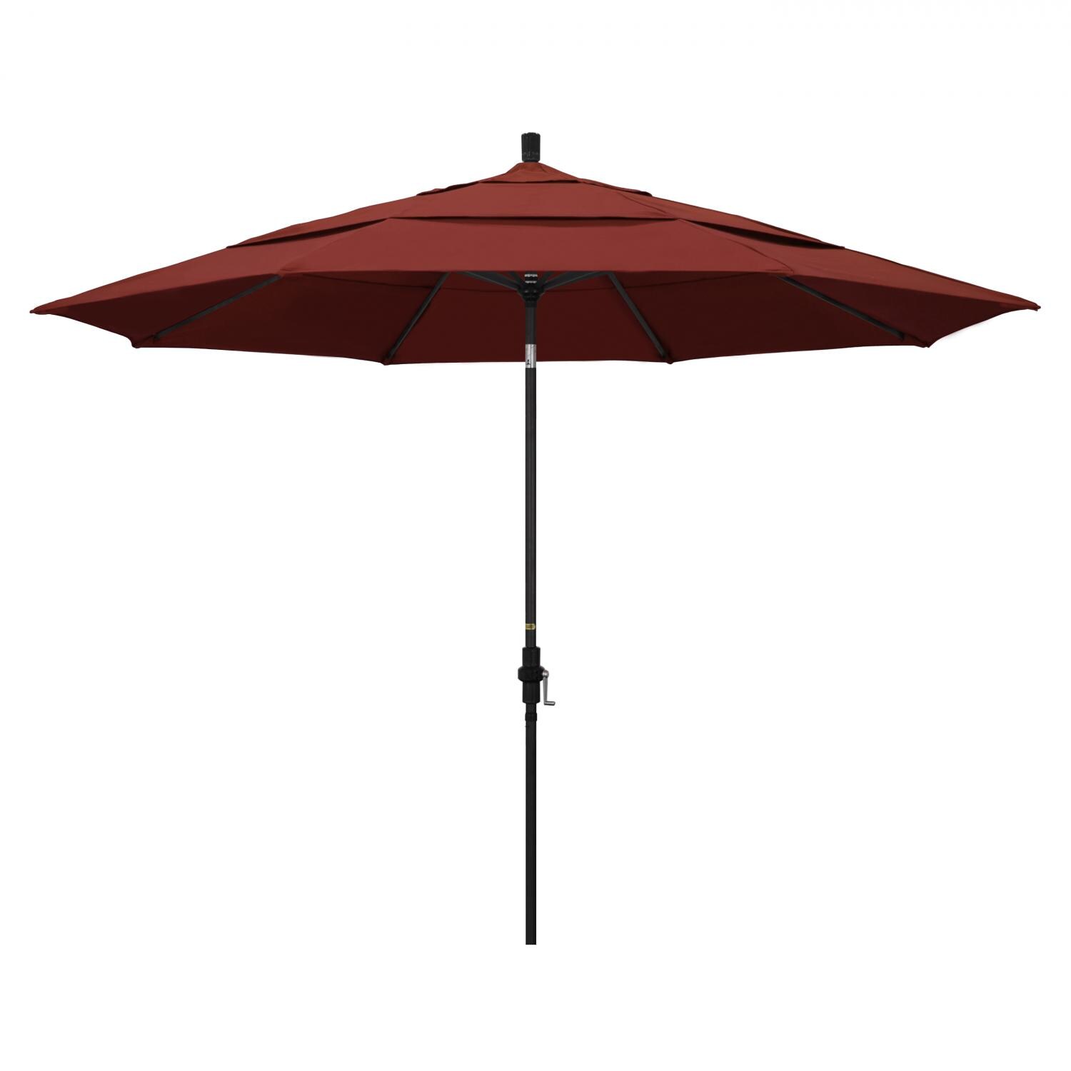 California Umbrella 11 Ft Octagonal Aluminum Collar Tilt Patio Umbrella W/ Crank Lift & Aluminum Ribs - Stone Black Frame / Sunbrella Canvas Henna Canopy thumbnail