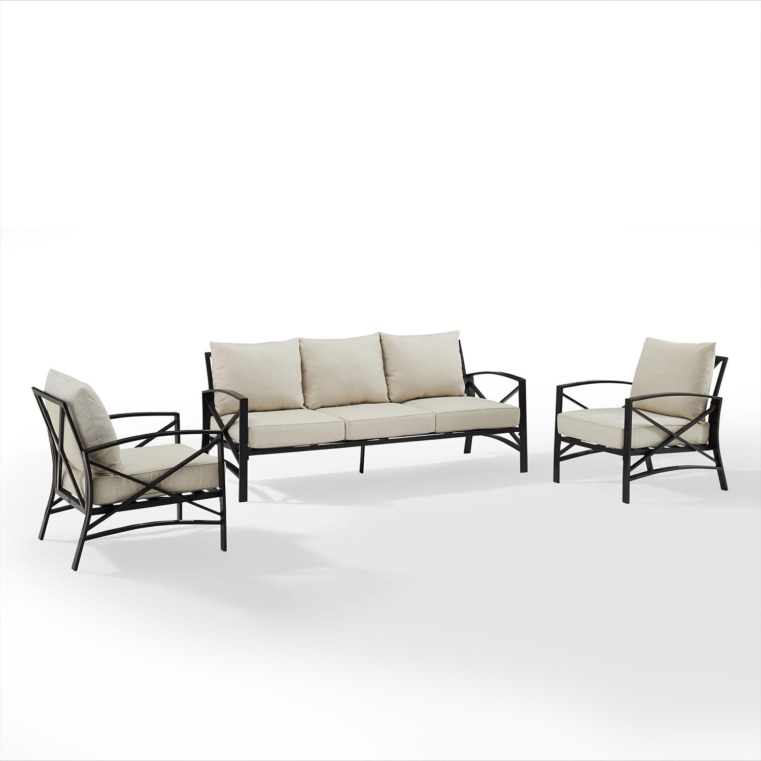 Ultimate Patio UP-82263BZ-OL 3Pc Outdoor Sofa Patio Furniture Set in Oatmeal - Display - White Background thumbnail