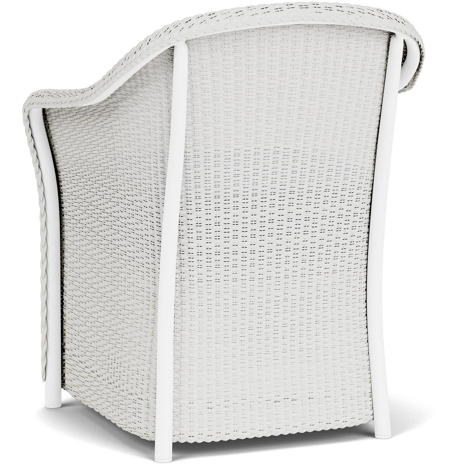 Lloyd Flanders Weekend Retreat Dining Armchair in Matte White Finish W/ Demo Skyway Fabric - Back Left thumbnail