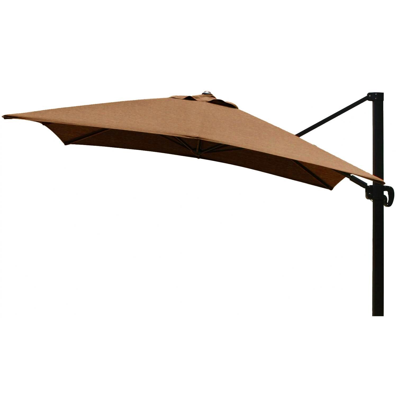 California Umbrella 10 Ft. Square Aluminum Multi-Position Tilt Cantilever Patio Umbrella W/ Crank Lift & Aluminum Ribs - Bronze Frame / Sunbrella Canvas Teak Canopy