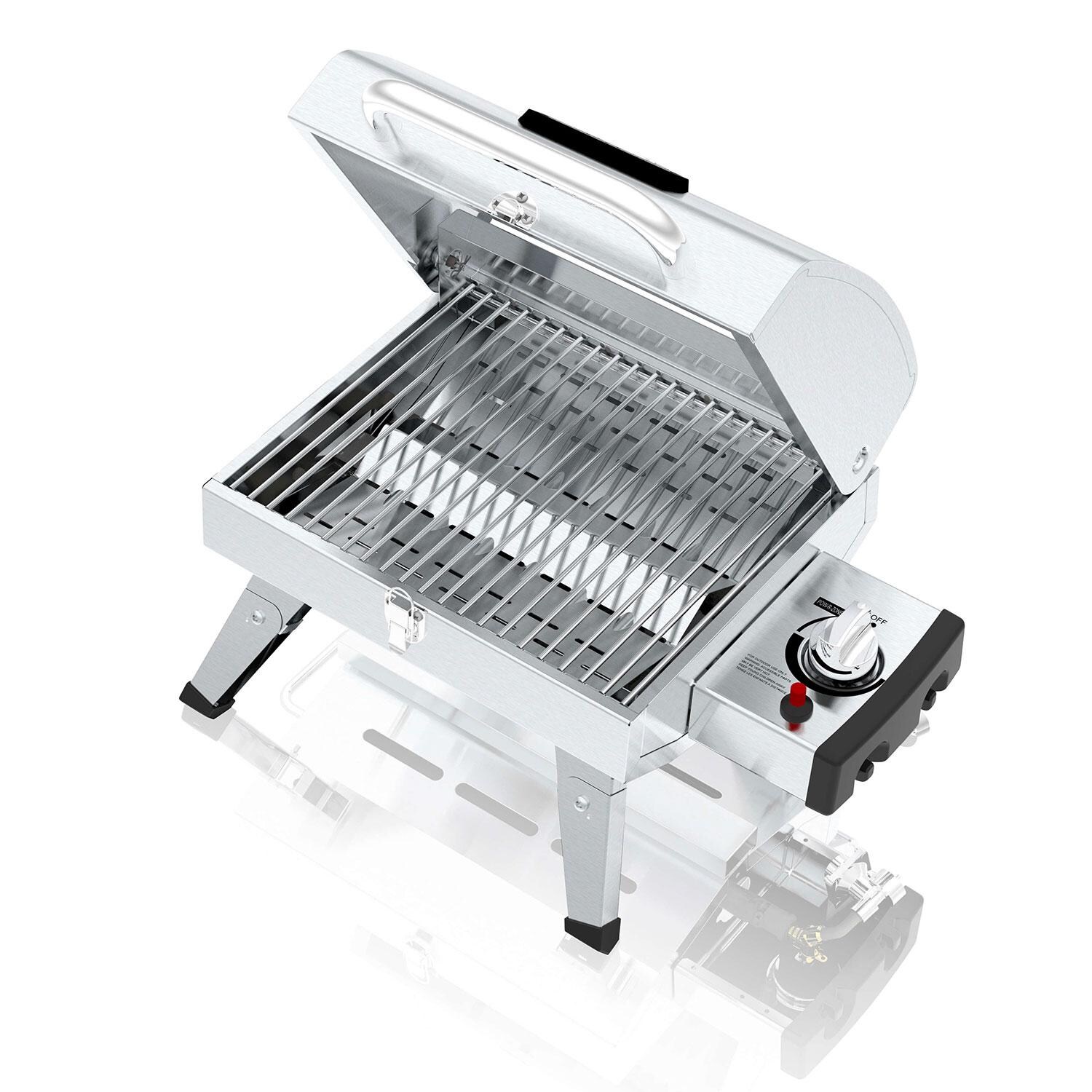 GrillPro 201114 Countertop Electric Grill - Lid Up - Overhead View - White Background thumbnail