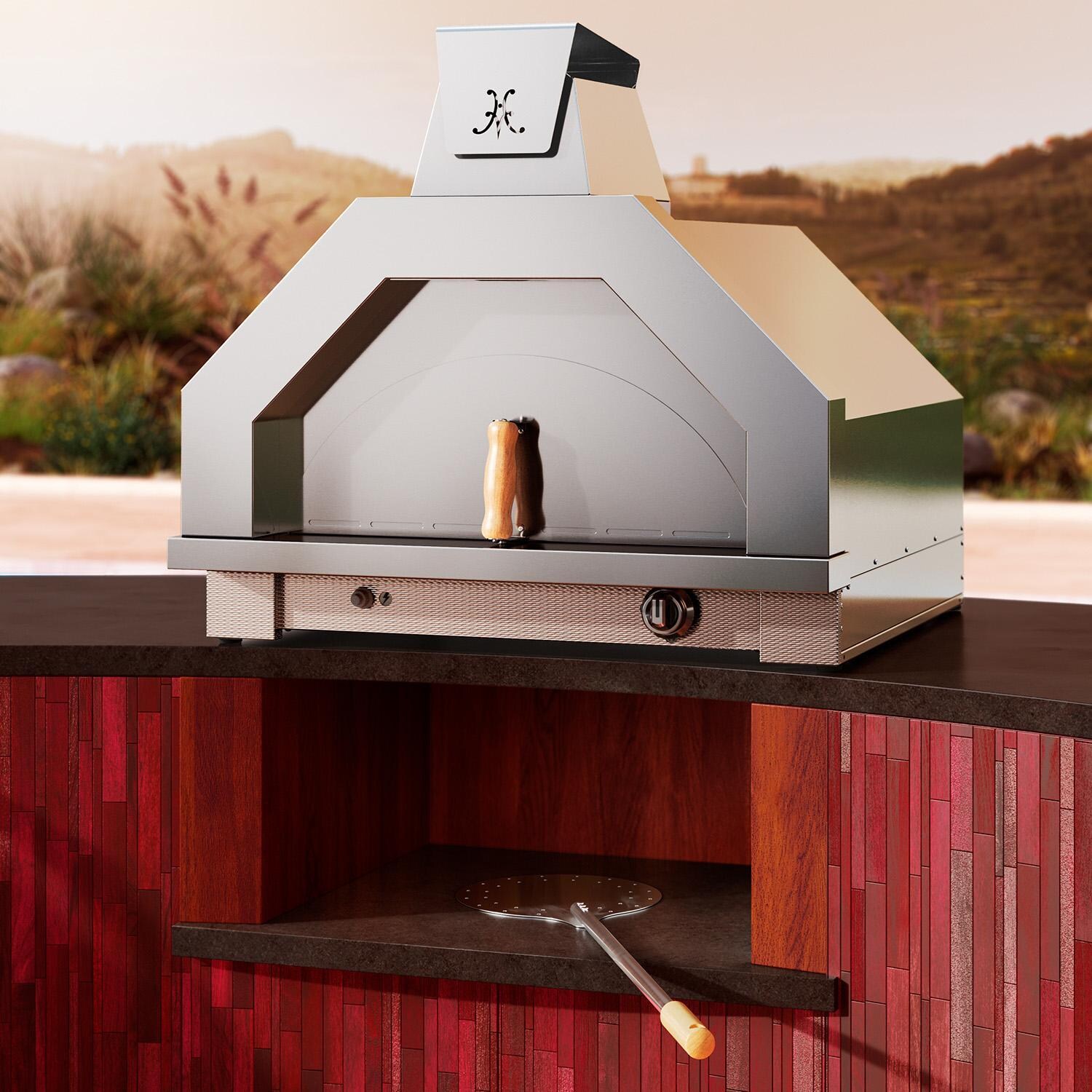 Hestan AGPO33-NG Campania Natural Gas Pizza Oven W/Light Kit - Lush - Shown in Steeletto - Lifestyle thumbnail
