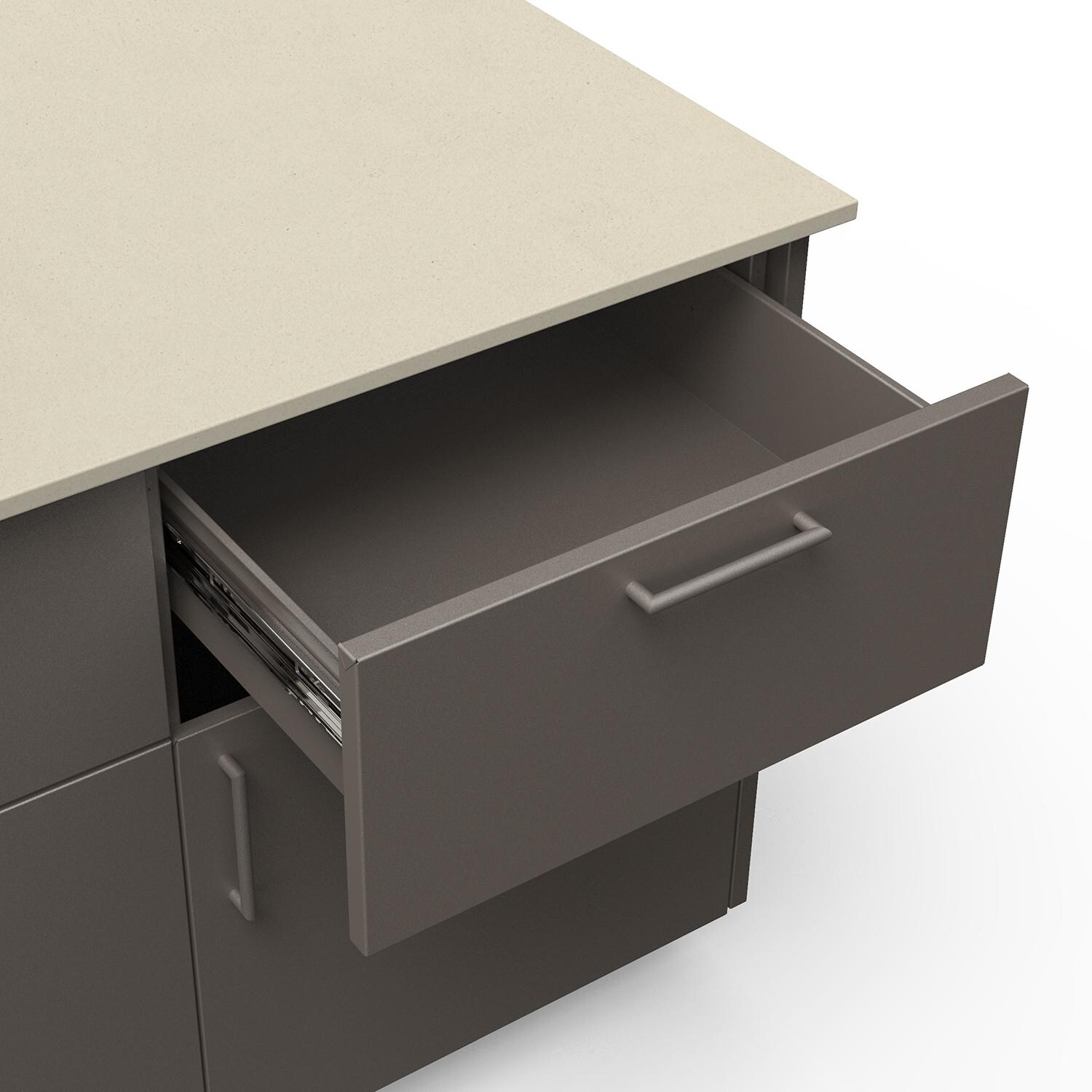 Blaze Golden Hour 10-Ft Outdoor Kitchen Island w/ 32-Inch Marine Grade Premium LTE+ Natural Gas Grill, Fridge, Sink in Gunmetal w/ Aeris Countertop - Drawer - Detail thumbnail