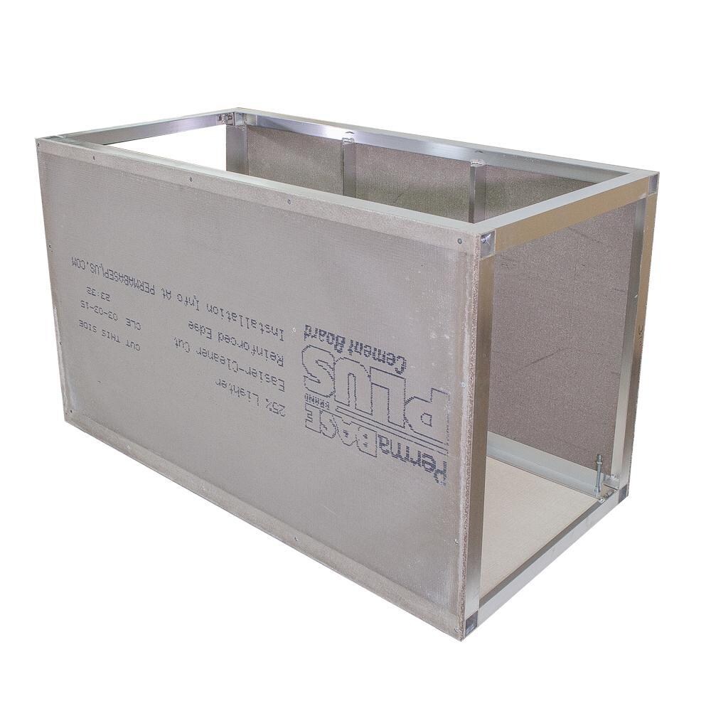 Grill Cabinet 60W X 35H Adjustable Easy Outdoor Kitchen Frame Kit With Cement Board By Grillnetics - Right-Side Angled View thumbnail