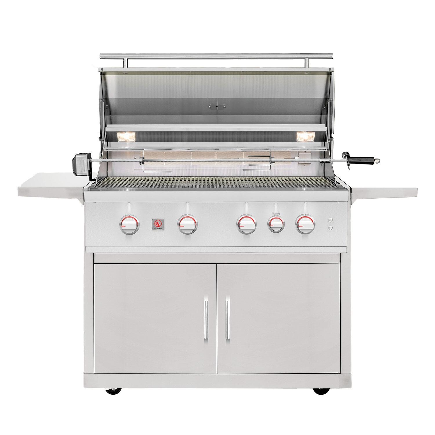 Summerset TRL Pro 40-in 4 Burner Freestanding Propane Grill w/ Rear Infrared Burner & Rotisserie Kit - Open - White Background thumbnail