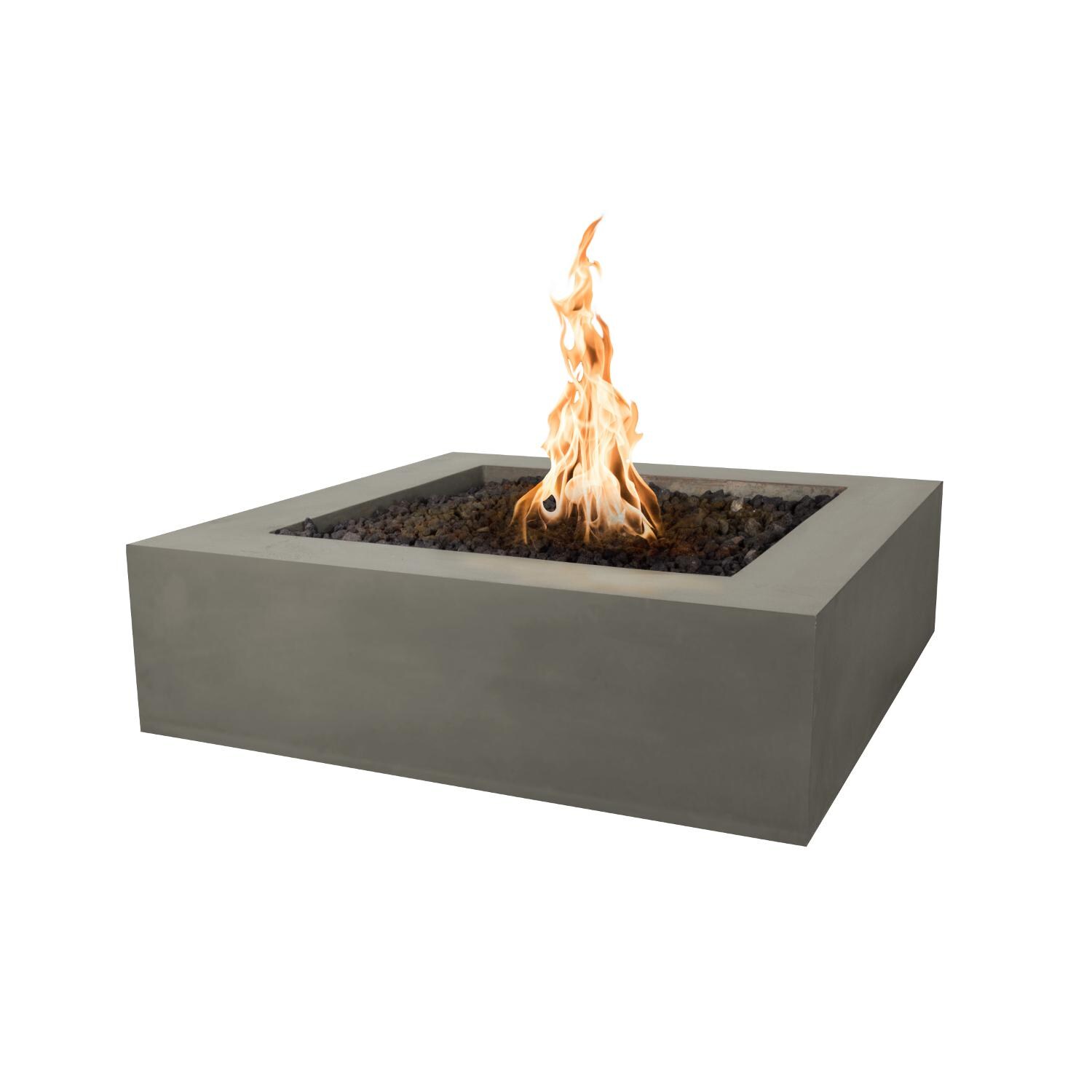 Quad 36 Inch Square GFRC Natural Gas Fire Pit in Ash by The Outdoor Plus