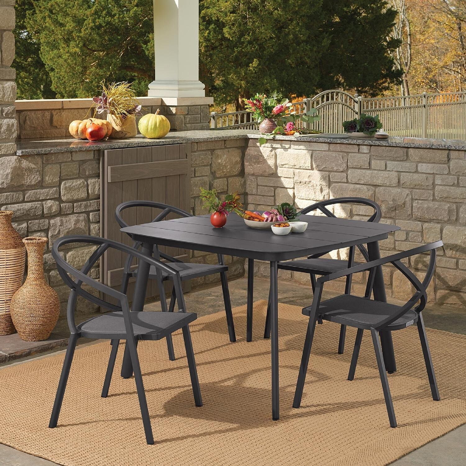 Oxford Garden Azal 5 Pc Aluminum Dining Set in Carbon thumbnail