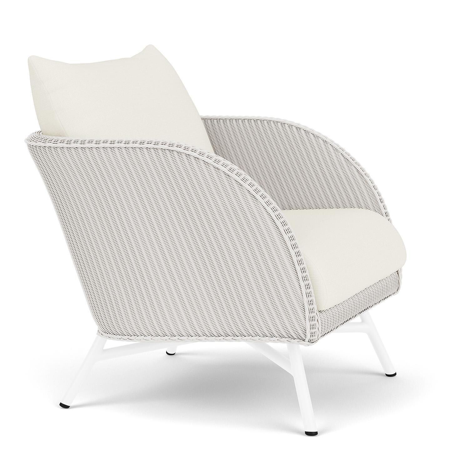 Lloyd Flanders Essence Lounge Chair W/Sailcloth Salt Fabric - White Finish - Angled thumbnail