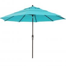 Treasure Garden 11 Ft. Octagonal Aluminum Auto Tilt Patio Umbrella W/ Crank Lift & Double Vent - Bronze Frame / Sunbrella Canvas Aruba Canopy
