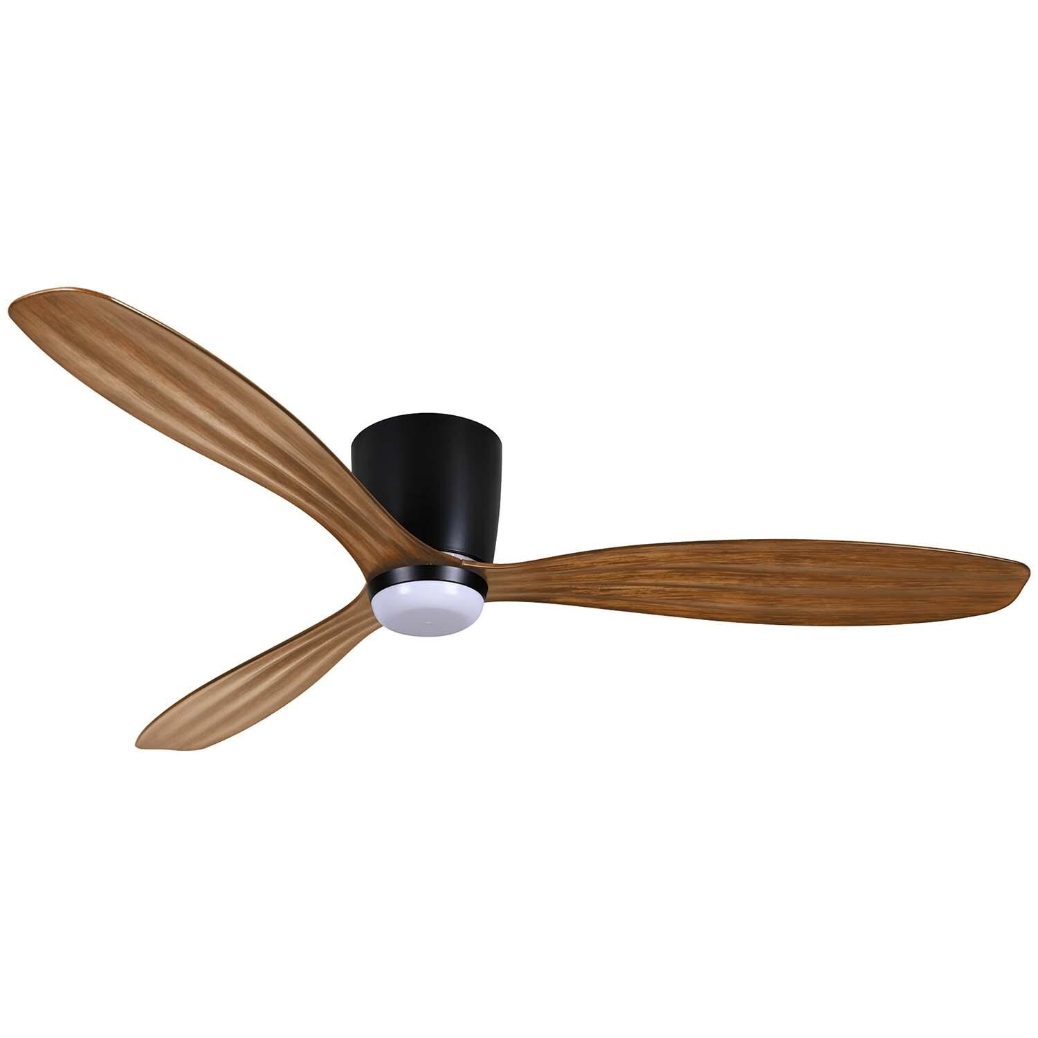 52-in F694L-CL/DK Ventiara Fan in Coal Black w/ Distressed Koa Blades by Minka-Aire - White Background thumbnail