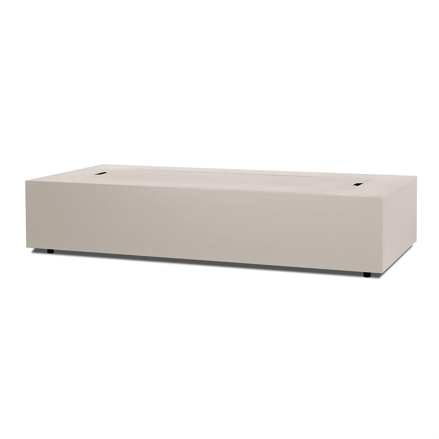 Elysian 70 Inch Rectangular Steel Propane Fire Pit Table in Light Sand by Lakeview Outdoor Designs - Lid On - White Background thumbnail