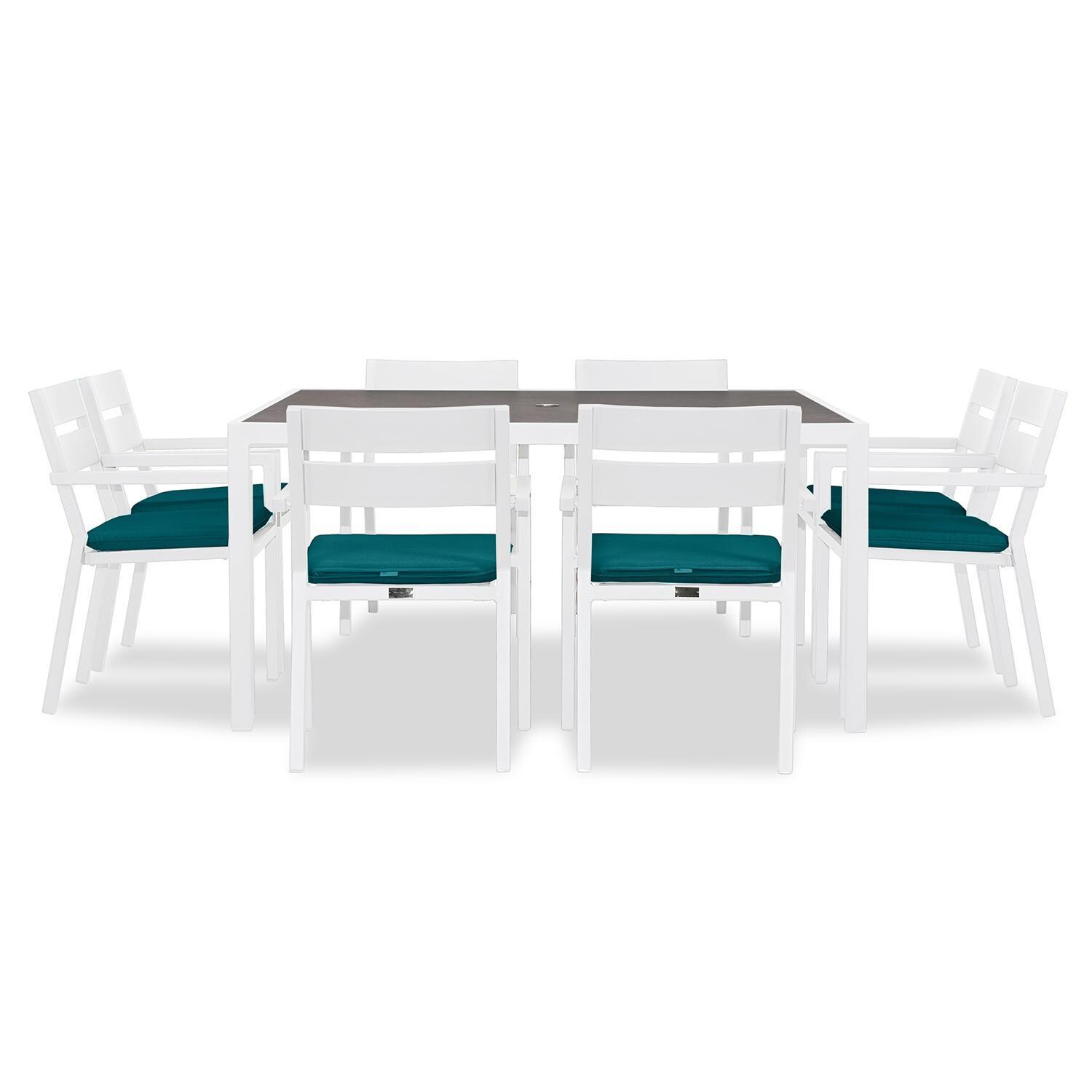 Calm Bay 9 Pc Square Dining Set in White/Spectrum Peacock by Lakeview - White Background 3 thumbnail