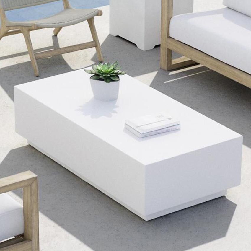 Bazaar 60 X 30 Inch Rectangular Fiber Concrete Coffee Table in Bone by Sunset West