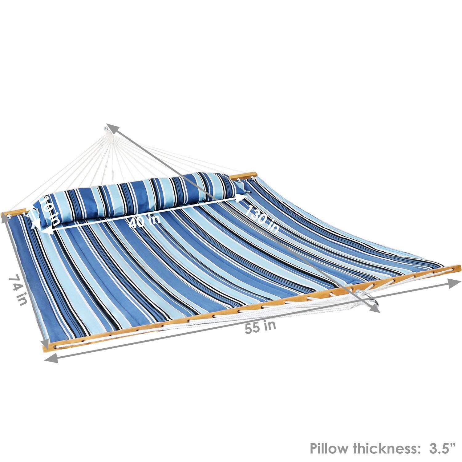 Ultimate Patio Quilted Double Hammock & Pillow - Misty Beach - Dimensions thumbnail