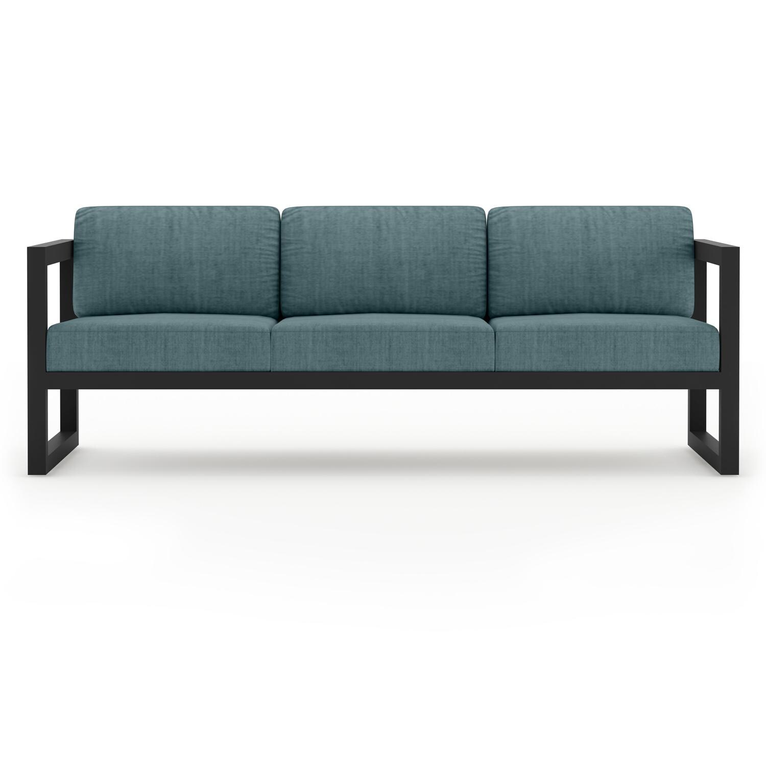 Lakeview MSTYCV-BK-2SS-CL Misty Cove 2 Pc Aluminum Seating Set in Black w/Cast Lagoon Cushions by Lakeview Outdoor Designs - Sofa - White Background thumbnail