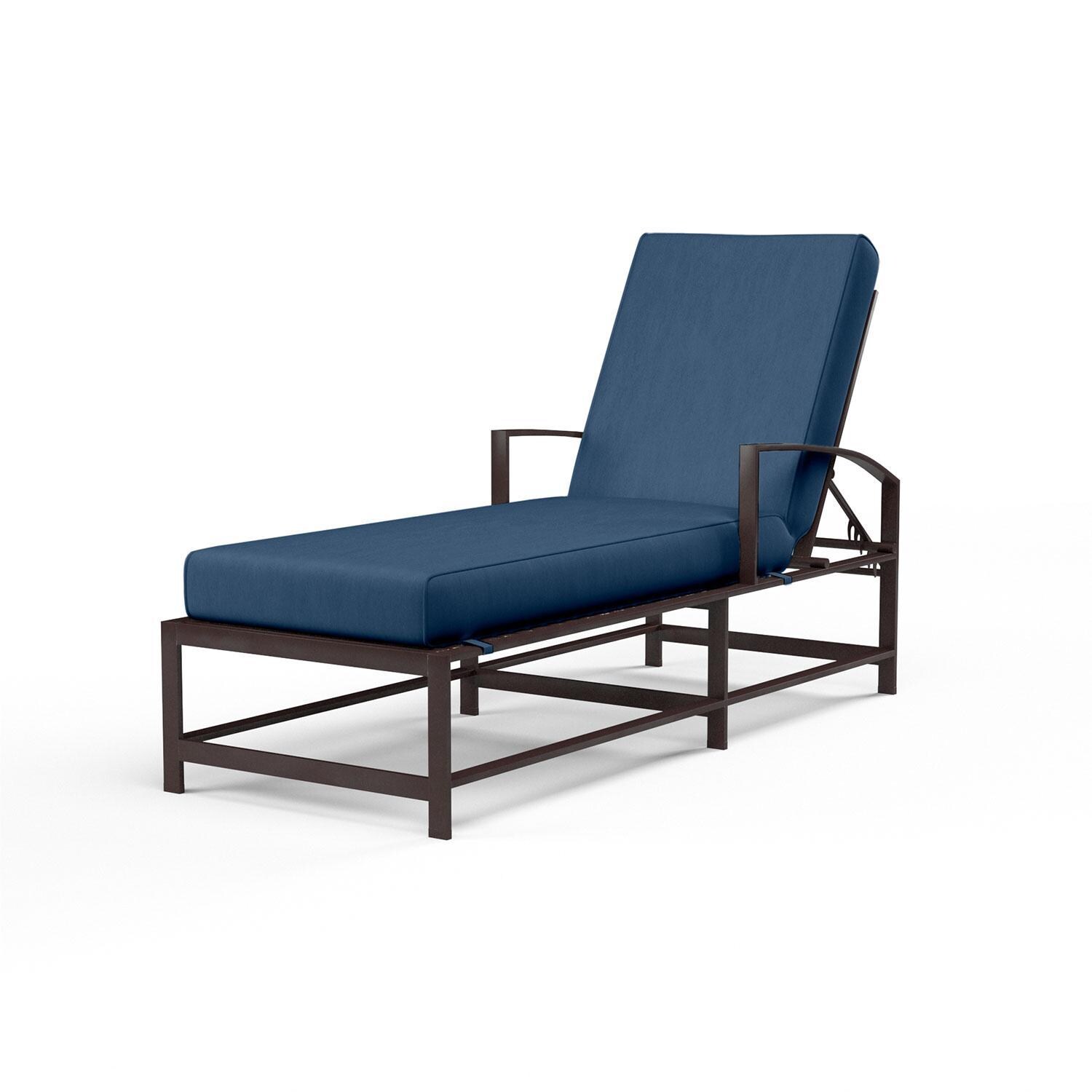 La Jolla Aluminum Patio Chaise Lounge in Spectrum Indigo w/ Self Welt By Sunset West - Display - White Background thumbnail