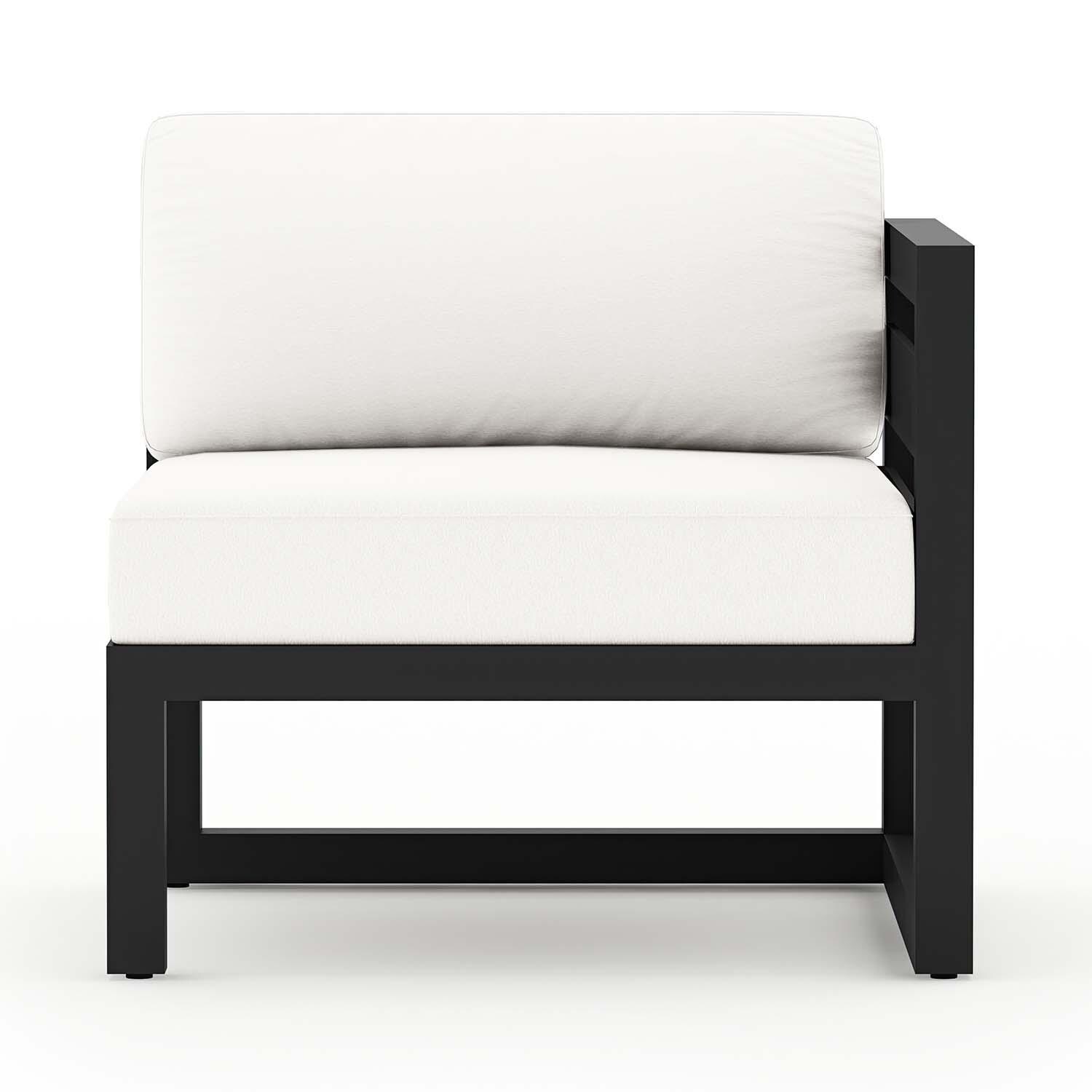 Misty Cove 6 Pc Aluminum Sectional Seating Set w/ Swivel Chairs in Black/Canvas Natural by Lakeview Outdoor Designs - Right Chair - White Background thumbnail