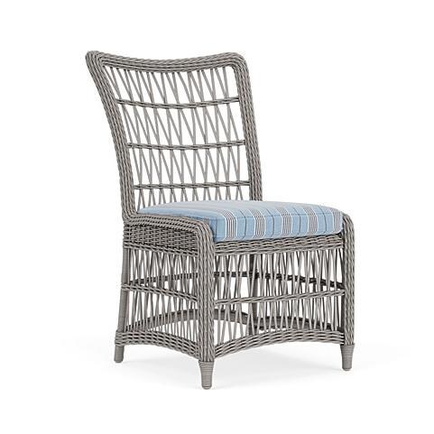 Mackinac Wicker Dining Chair in Putty/Hansen Sky by Lloyd Flanders - Position 4 - White Background thumbnail