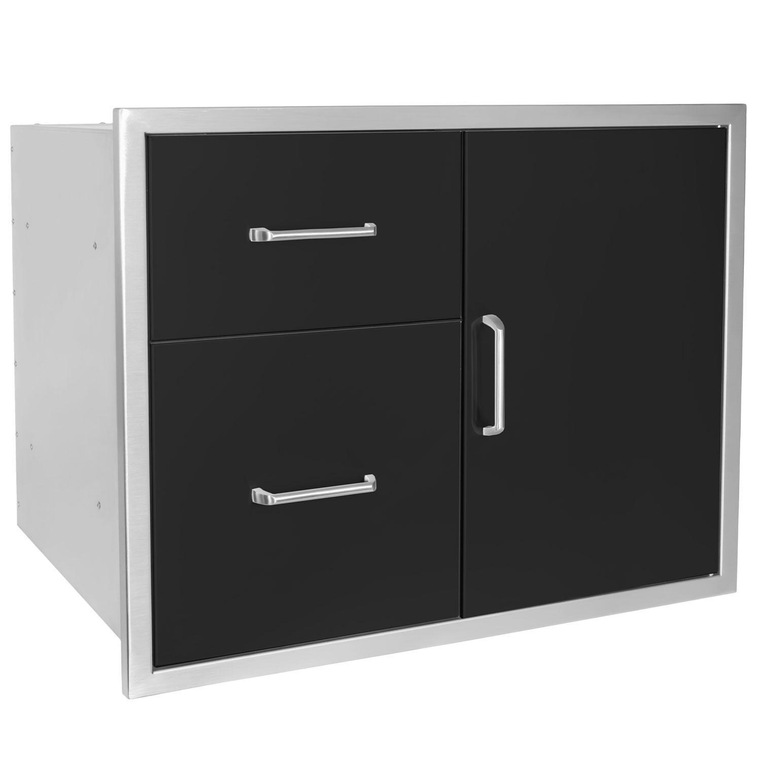Wildfire WFDDWCOMBO3024-BSS 30 x 24 304 Black SS Access Door & Drawer Combo - Angled - White Background thumbnail