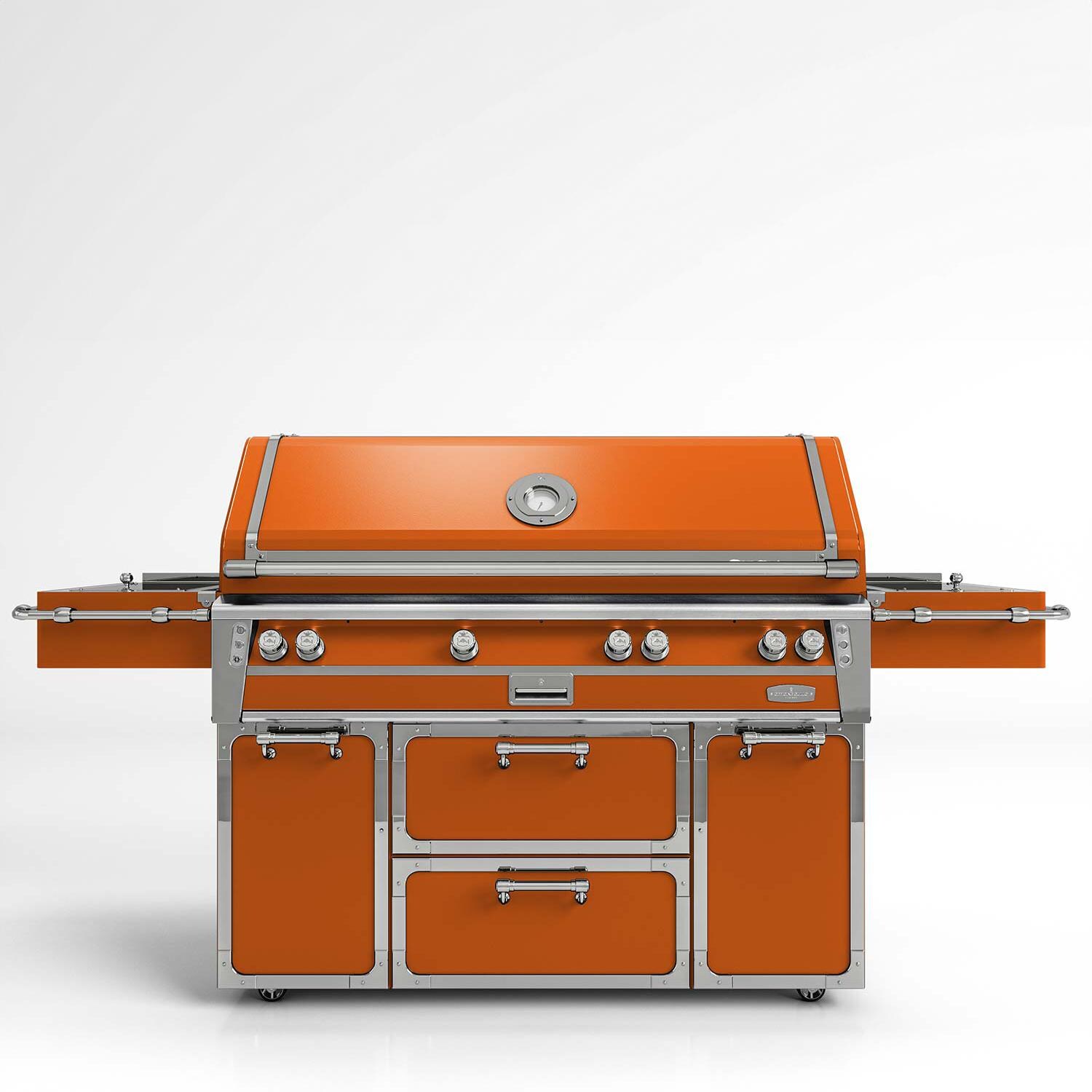 Officine Gullo BBQ56FS05 56-Inch OG Professional Propane Grill Cart in Arancia di Sicilia - White Background thumbnail