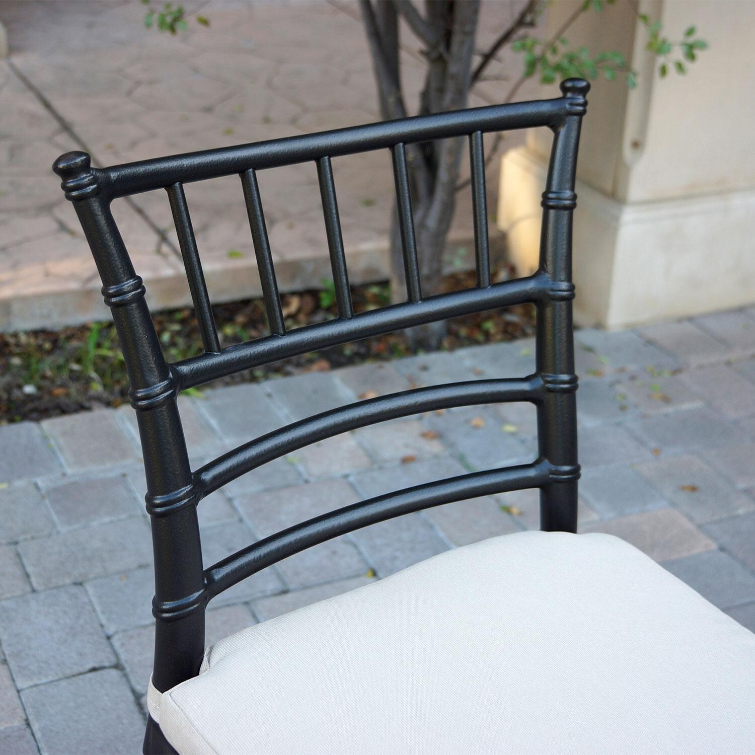 Bella Aluminum 3 Pc Patio Bar Set w/ 30-in Round Bar Table in Beige by Darlee - Bar Stool - Back Rest - Detail thumbnail