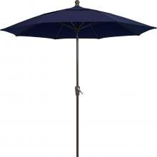 FiberBuilt 9 Ft. Aluminum Market Patio Umbrella With Crank Lift - Champagne Pole / Navy Blue Olefin