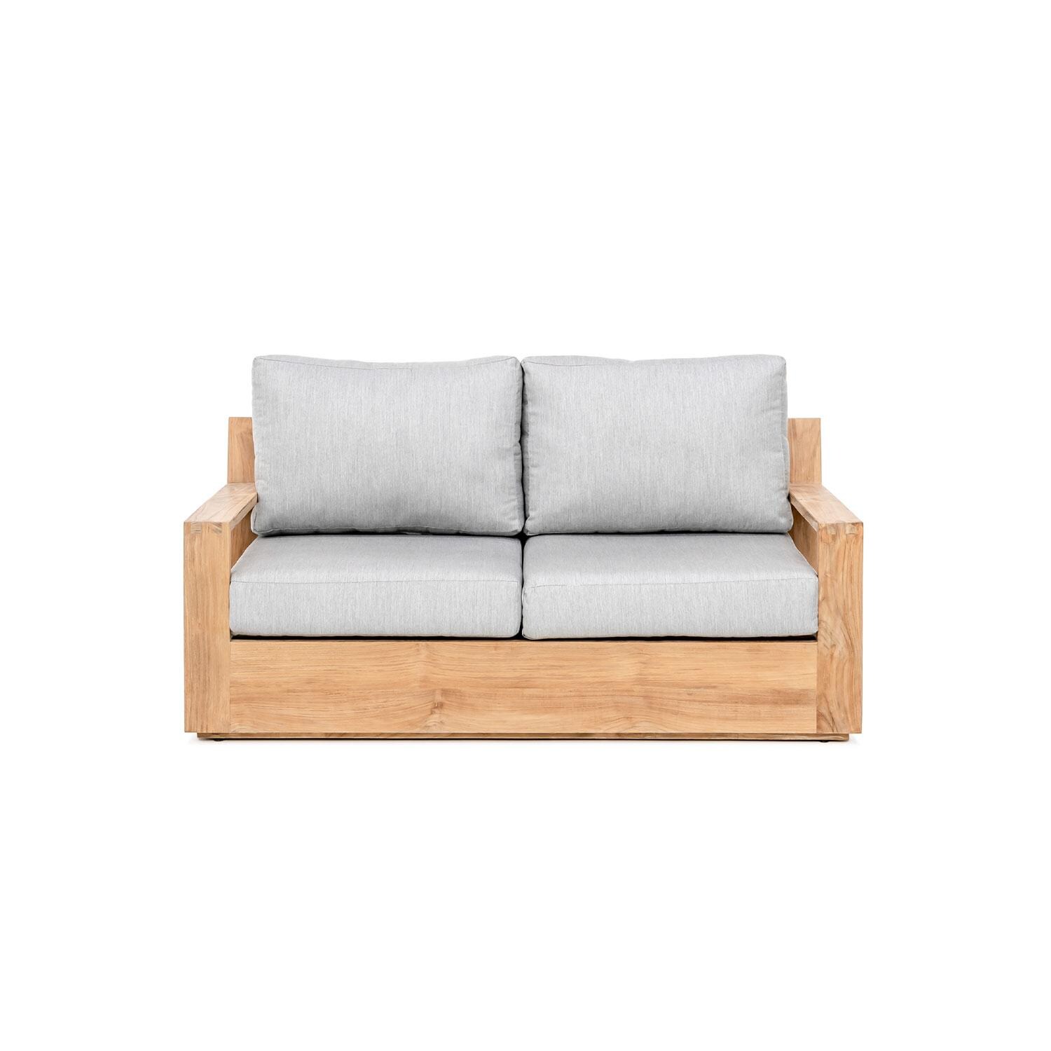 Scape Key 2 Person Teak Loveseat in Silver by Lakeview Outdoor Designs - White Background thumbnail