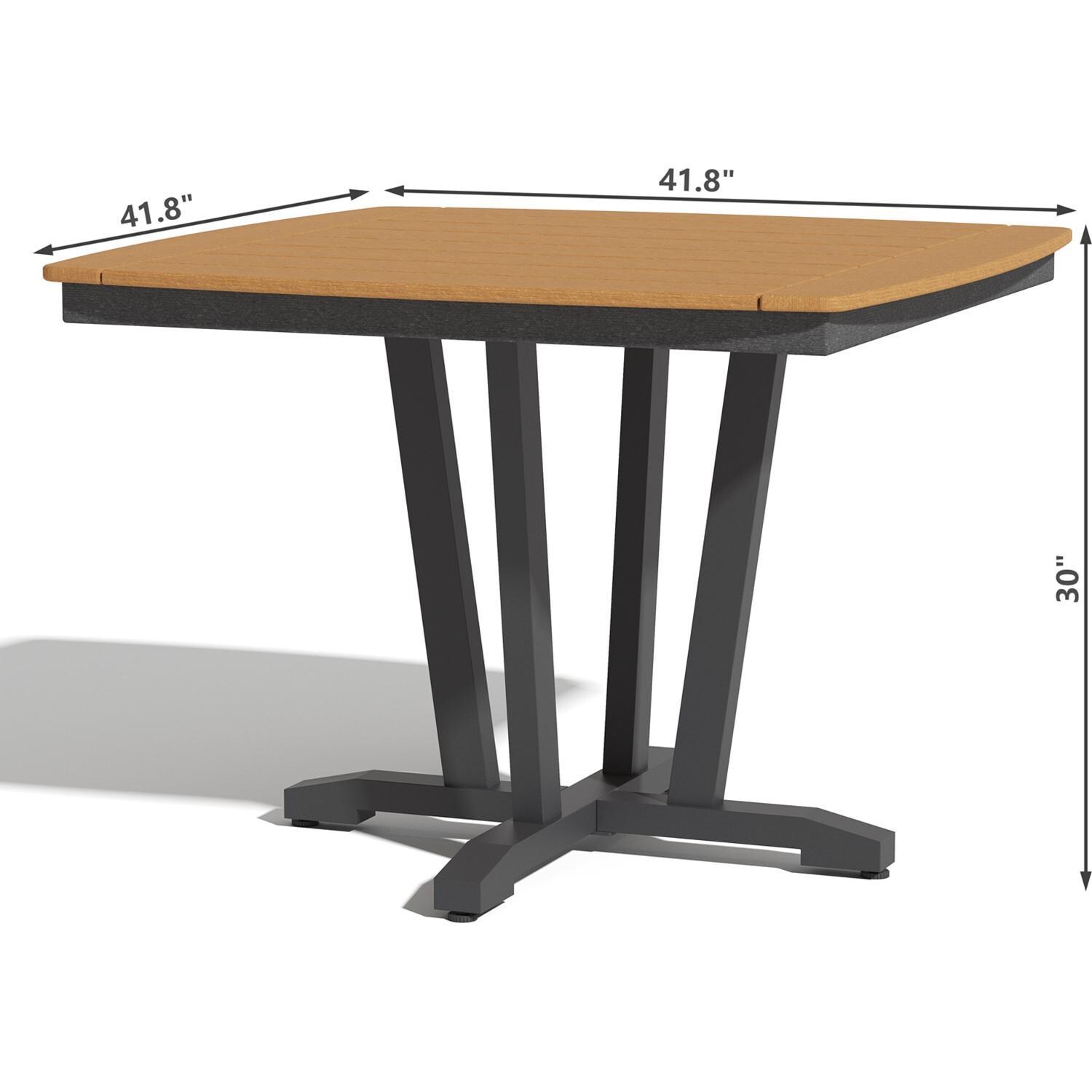 Lakeview Outdoor Designs LV-257-5SC Sabine Landing 5 Pc Polyresin Dining Set w/ Armless Chairs in Gray - Table Dimensions - Dimensional thumbnail