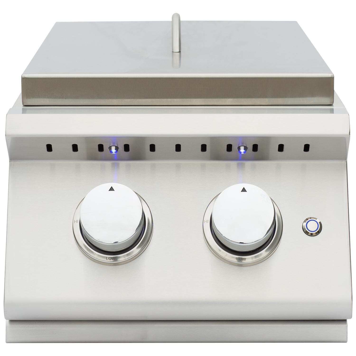 Summerset SIZPRO-SB2-LP Sizzler Pro Propane Double Side Burner - Dual Burner Control Knobs & Blue LED Accent Lighting Control Switch thumbnail